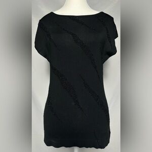 GRUPPO AMERICANO Vintage Silk Blend Beaded Claw Mark Short Sleeve Top Size M